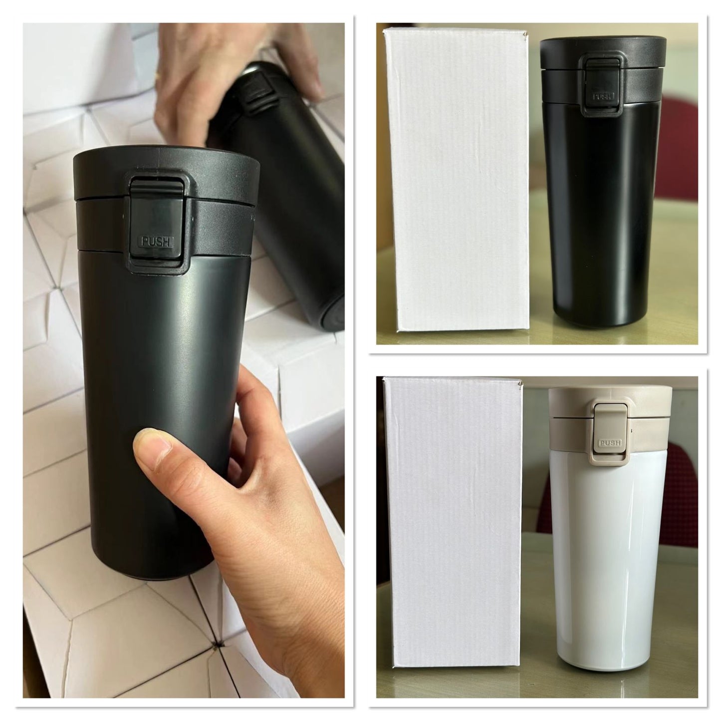 Vacuum Insulated Coffee Mug (380ml) | Double Wall Insulated Stainless Steel Coffee Mug | Hot and Cold Coffee Tumbler | Coffee Mug with Lid for Home & Office | Black/White