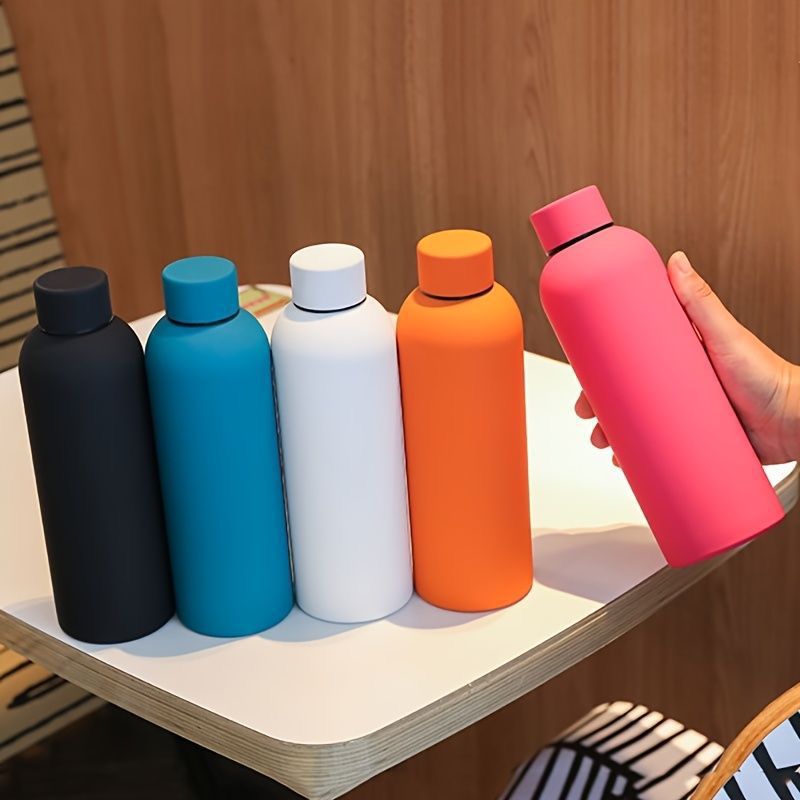 500ml Rubber Matte Stainless Steel Water Bottle – Durable, Leak-Proof, Insulated Design with Non-Slip Grip – Stylish and Eco-Friendly Hydration (Multicolour)